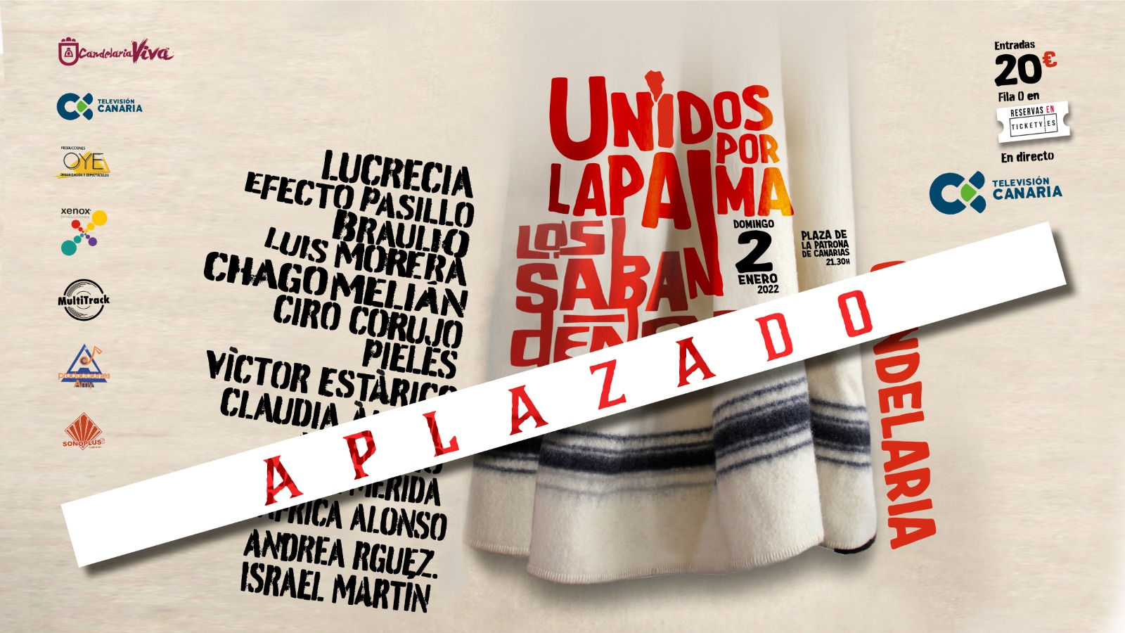 Aplazado el concierto solidario “Unidos por La Palma” – Candelaria