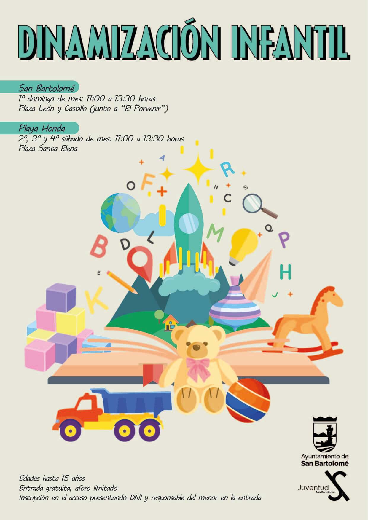 Dinamización Infantil. Programación juvenil del Ayuntamiento de San Bartolomé de febrero a junio de 2022