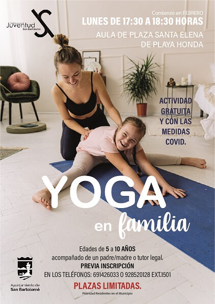 Yoga en familia. Programación juvenil del Ayuntamiento de San Bartolomé de febrero a junio de 2022