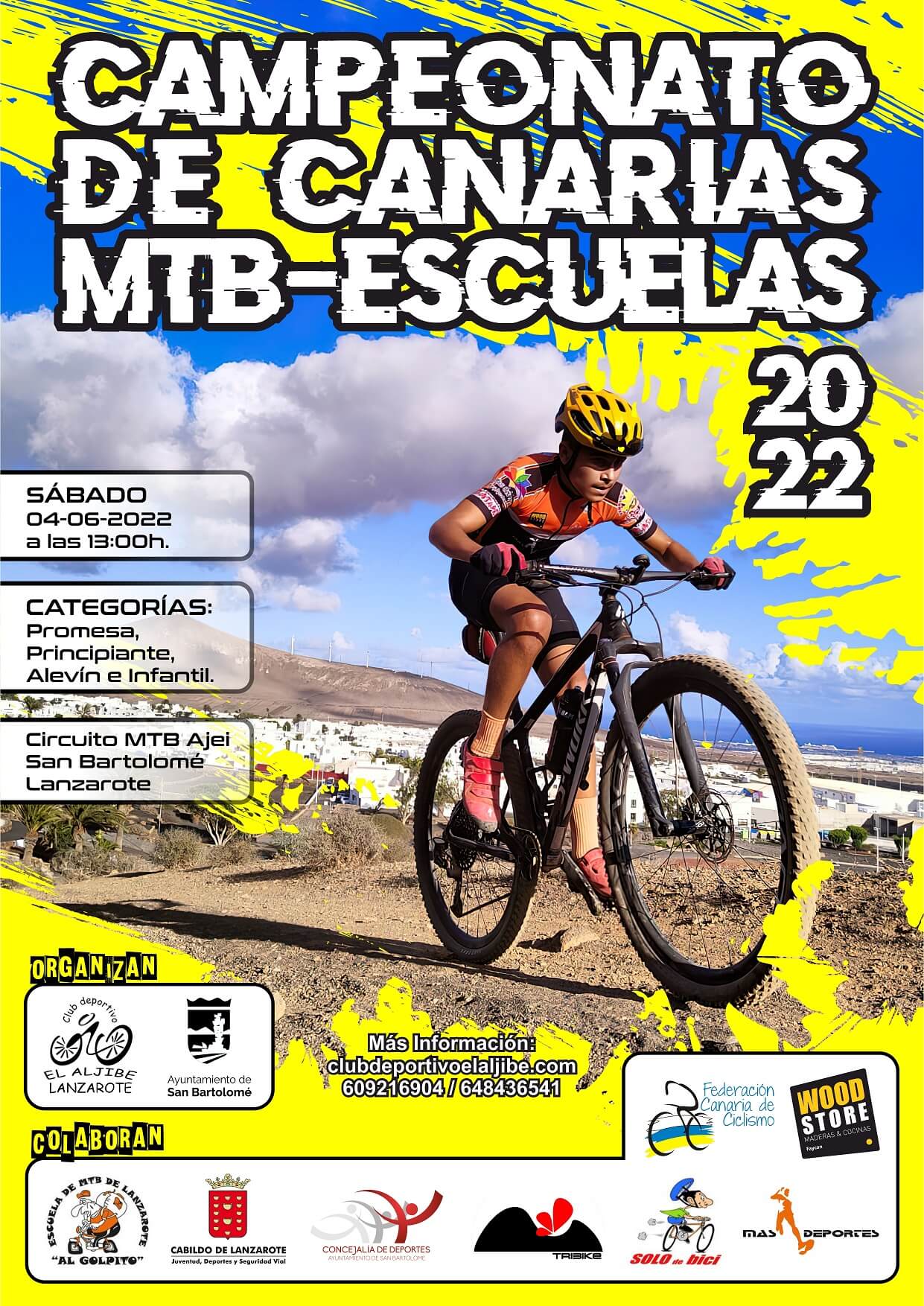 Campeonato de Canarias MTB-Escuelas 2022, el sábado 4 de junio a las 13.00 horas. Circuito MTB Ajei