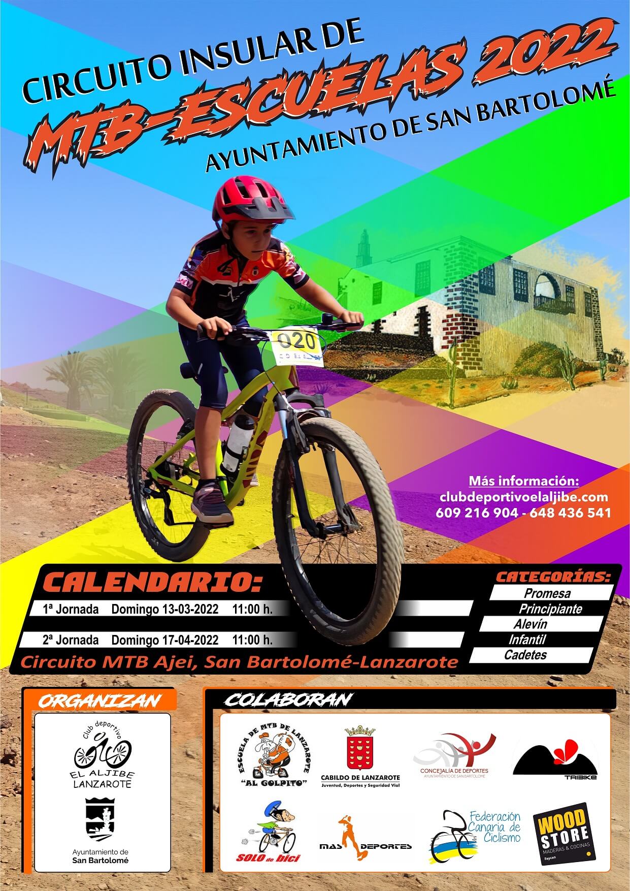 Circuito Insular MTB-Escuelas 2022, Ayuntamiento de San Bartolomé, domingos13 de marzo y 17 de abril