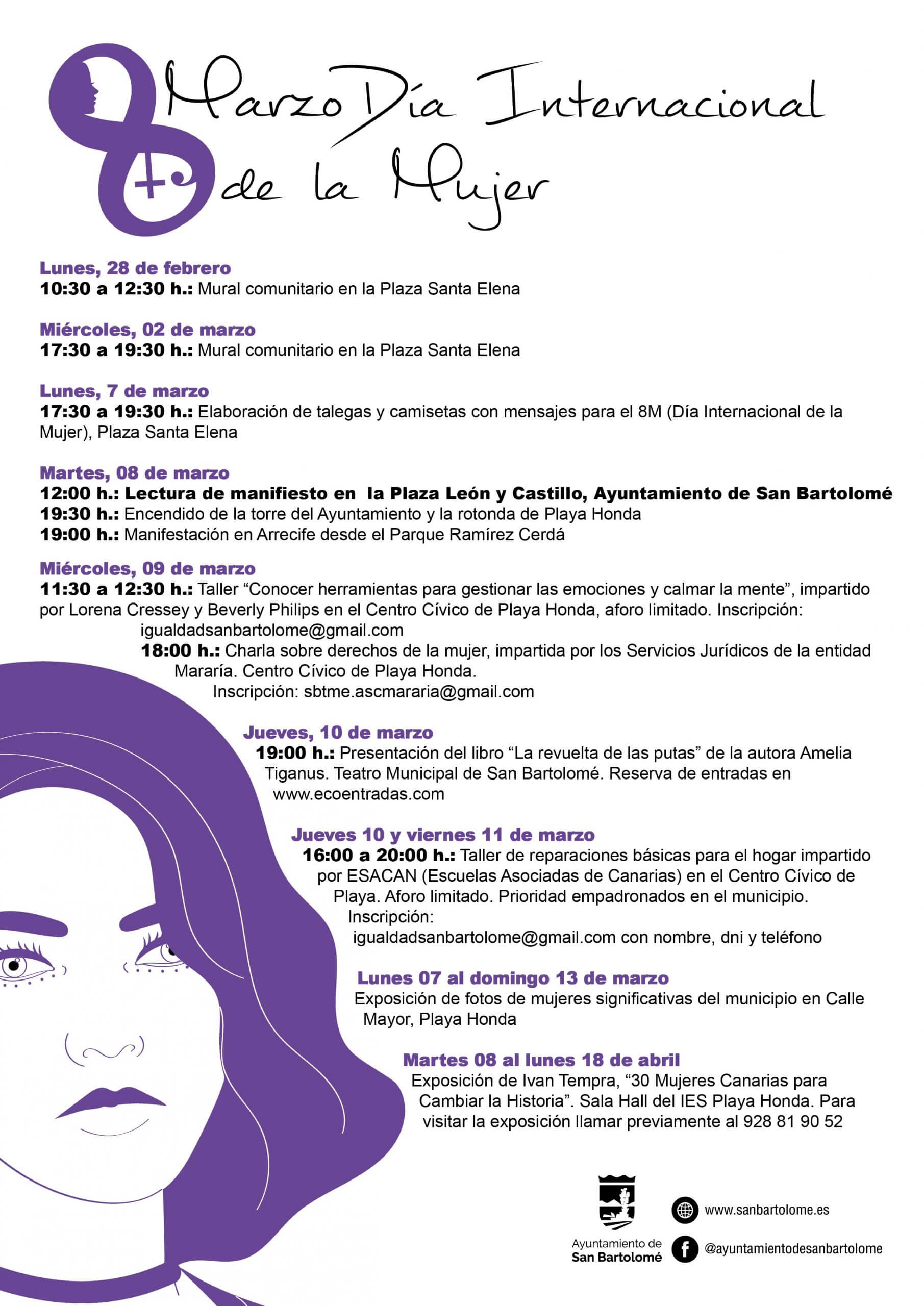 San Bartolomé conmemora el Día Internacional de la Mujer con una completa agenda actos