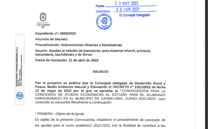 Candelaria abre el plazo para solicitar las ayudas al estudio con una inversión de 130.000 euros – Candelaria