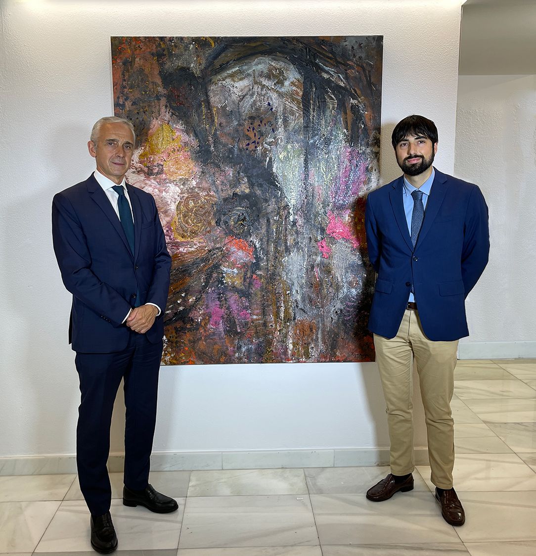 Goenaga pinta y dedica un cuadro para homenajear a los profesionales de Policlínica Gipuzkoa