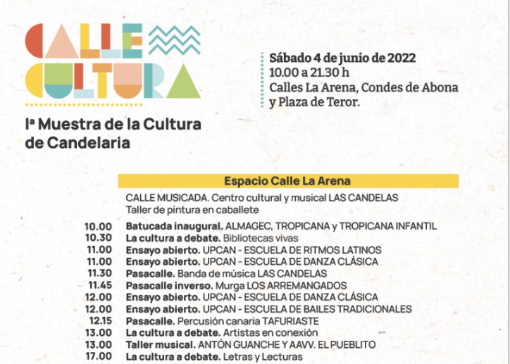 Candelaria celebra este sábado en el casco Calle Cultura, la Iª Muestra de la Cultura – Candelaria