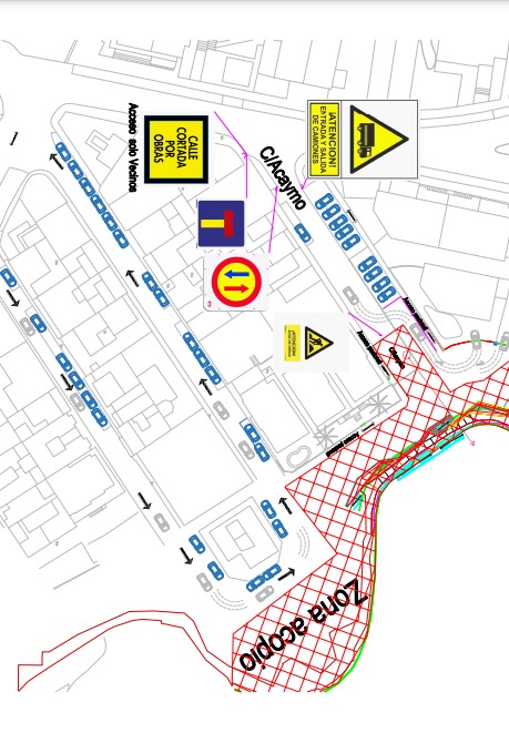Incidencias en la circulación en la calle Acaymo por las obras de drenaje del paseo Graciliano Ruiz – Candelaria